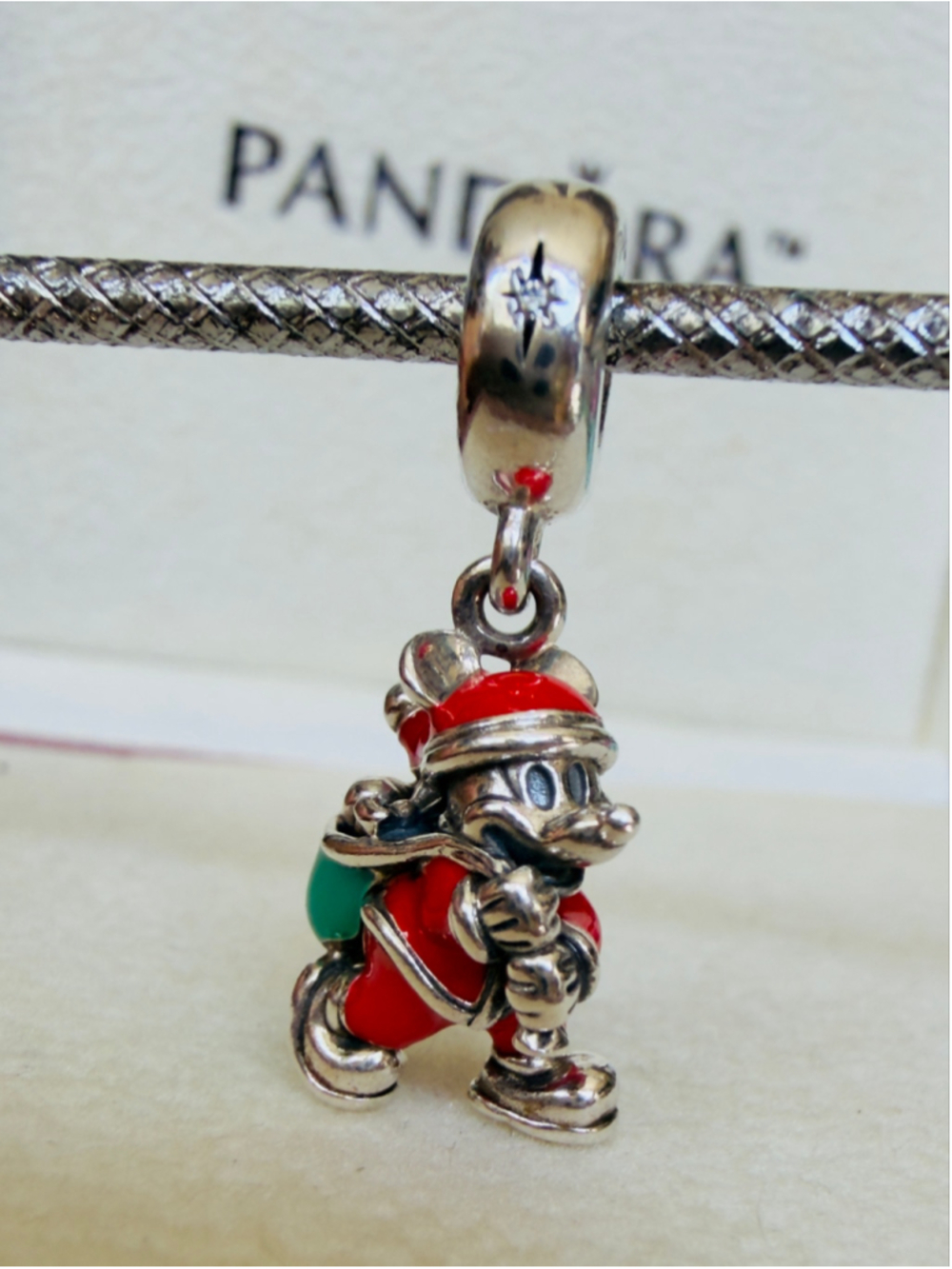 Pandora Sterling Silver Disney Santa Mickey and Gift Bag Pendant Dangle Charm